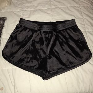black satin shorts